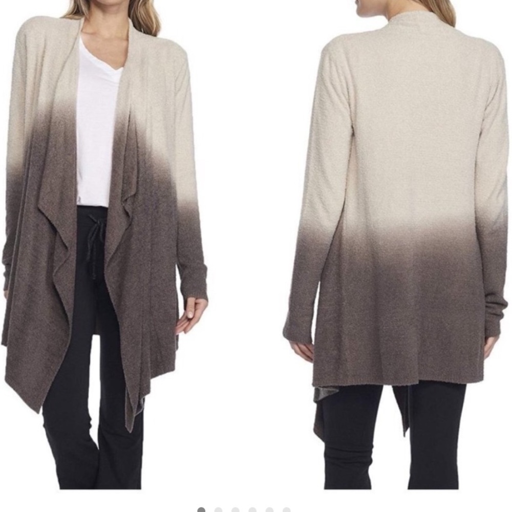 Barefoot Dreams Bamboo cozy Chic Lite Calypso Ombre Wrap Cardigan stone cocoa